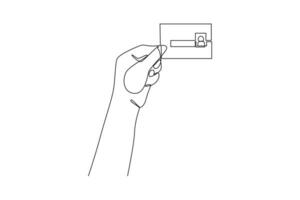 Continuous one line drawing Face recognition, voice authentication and retina scanning. Biometric authentication concept. Doodle vector illustration.