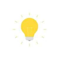 Light Bulb flat design vector illustration isolated on white background. Idea sign, solution, thinking concept. Lighting Electric lamp.