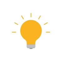 Light Bulb flat design vector illustration isolated on white background. Idea sign, solution, thinking concept. Lighting Electric lamp.