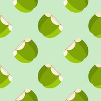 fresh young coconut seamless pattern isolated on color background. tropical vector illustration.