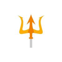 trident flat design vector illustration. golden trident weapon of Poseidon. Devil pitchfork collection isolated. Demon tridental spear.