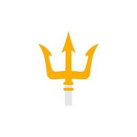 trident flat design vector illustration. golden trident weapon of Poseidon. Devil pitchfork collection isolated. Demon tridental spear.