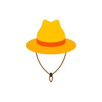 straw hat flat design vector illustration. Straw fedora hat isolated on a white background beach hat , summer hat. Flat design