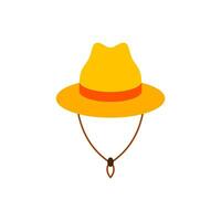 straw hat flat design vector illustration. Straw fedora hat isolated on a white background beach hat , summer hat. Flat design