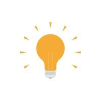 Light Bulb flat design vector illustration isolated on white background. Idea sign, solution, thinking concept. Lighting Electric lamp.