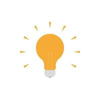 Light Bulb flat design vector illustration isolated on white background. Idea sign, solution, thinking concept. Lighting Electric lamp.