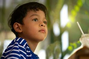 Indoor portrait of a 5 year old Asian boy photo