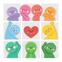 Vector Illustration of Cute cartoon characters with Different Mood