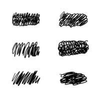 Set of hand drawn scribble brush strokes  vector design elements. Scratched sketch isolated on white background  Doodle Brush Style.