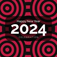 Happy new year 2024 abstract red background with circle pattern vector