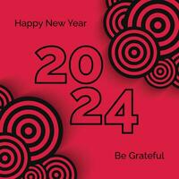 Happy new year 2024 abstract red background with circle pattern vector