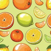 Seamless Pattern with fresh fruits.  Seamless pattern with citruses. Food Pattern. Fruits Background. Mixed fruits Pattern. Kitchen vibrant design. Hand drawn vector illustration