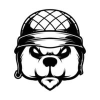 Bear Soldier Outline vector