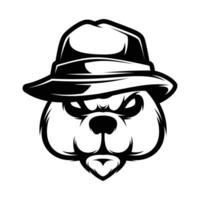 Bear Fedora Hat Outline vector