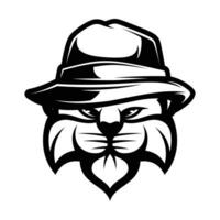 gato fedora sombrero contorno vector