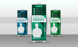 hospital roll-up banner design template in vector format for professionals in the medical field