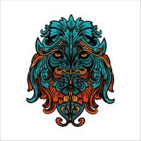 hand drawn ornament floral of lion vector