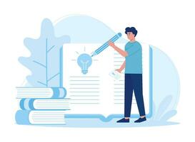 A man reading a book and browsing concept flat illustration vector