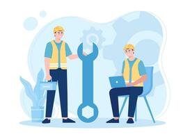 Men work as a team concept flat illustration vector