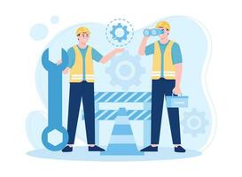 Men work as a team concept flat illustration vector