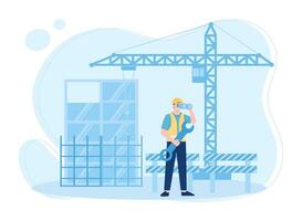 Men do the work and analyze the data themselves concept flat illustration vector