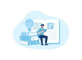 a man is studying the user manual concept flat illustration vector