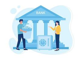 a man saving in a piggy bank concept flat illustrator vector