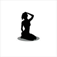 Girl sitting silhouette stock vector illustration