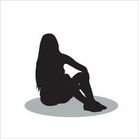 Women sitting silhouette vector