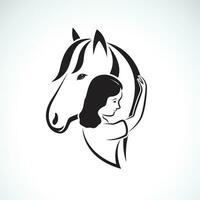 vector silueta de el caballo y niña en blanco antecedentes. expresión de amor y relación., fácil editable en capas vector ilustración.