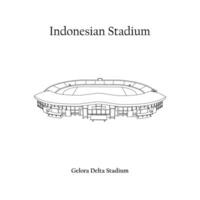 gráfico diseño de el gelora delta estadio, sidoarjo ciudad, deltras hogar equipo. internacional fútbol americano estadio en indonesio. vector