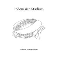 gráfico diseño de el palarán principal estadio, samarinda ciudad, borneo fc hogar equipo. internacional fútbol americano estadio en indonesio. vector