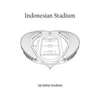 gráfico diseño de el aji imbuir estadio, kutai kartanegara ciudad, mitra kukar hogar equipo. internacional fútbol americano estadio en indonesio. vector