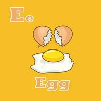 Egg Vector Illustration flashcards for kid learning alphabet cartoon card
