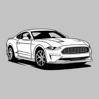 ilustración de vector de coche de vista en blanco y negro para diseño conceptual