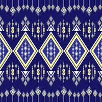 Geometric pattern floral ethnic embroidery  , beautiful and unique from local woven fabric. Blue background, designed for garment, tile, clothing, textile, carpet, cloth bag. vector