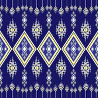 Geometric floral pattern ethnic embroidery , beautiful and unique from local woven fabric. Blue background, designed for garment, tile, clothing, textile, carpet, cloth bag. vector