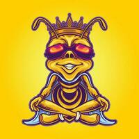 Funky bee king crown hero vector illustrations for your work logo, merchandise t-shirt, stickers and label designs, poster, greeting cards advertising business company or brands.