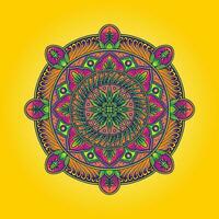 mandala florecer ornamento con hierba hojas vector ilustraciones para tu trabajo logo, mercancías camiseta, pegatinas y etiqueta diseños, póster, saludo tarjetas publicidad negocio empresa o marcas