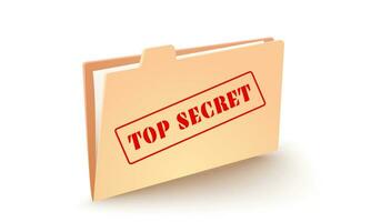 Vector icon of folder with stamp of top secret. Modern icon of folder.