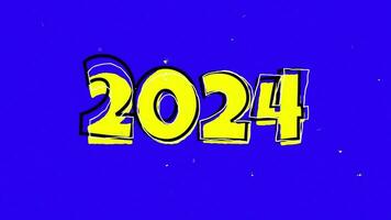 Happy new year 2024 background with cartoon style text. 2024 new year video. video