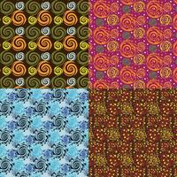 Colorful Abstract Patterns with Swirls, Circles, and Flowers vector