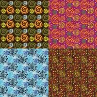 Colorful Abstract Patterns with Swirls, Circles, and Flowers vector