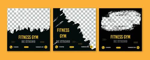 Gym Grunge social media template, set of grunge social media template ,gym set template. fitness gym social media template. vector