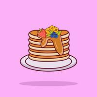 Pancake honey Vector Icon Illustration. Pancake  Icon Concept Purpel soft Isolated. Flat Cartoon Style Suitable for Web Landing Page, Banner, Flyer, Sticker, Card, Background