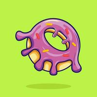 Donut Vector Icon Illustration. Junk Food Icon Concept Green Isolated. Flat Cartoon Style Suitable for Web Landing Page, Banner, Flyer, Sticker, Card, Background