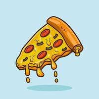 Pizza Vector Icon Illustration. Junk Food Icon Concept Blue soft Isolated. Flat Cartoon Style Suitable for Web Landing Page, Banner, Flyer, Sticker, Card, Background