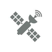 Satellite and antenna vector icon. Space orbital station with signal broadcasting symbol.