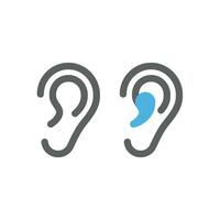 Ear and hearing aid vector icons. Human ear and hear, deafness icon set.