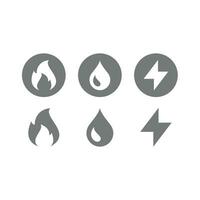 Gas, water and electricity utilities vector icon set. Public utility service symbols.